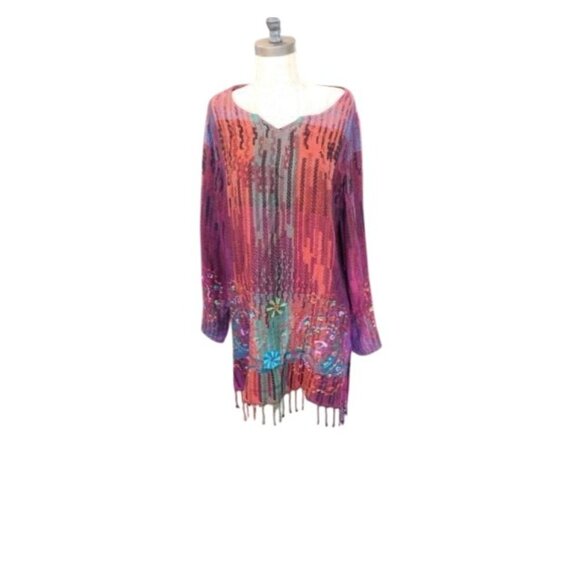 Soft Surroundings Size M Medium Fringed Boho Tunic Style Top - Picture 1 of 3